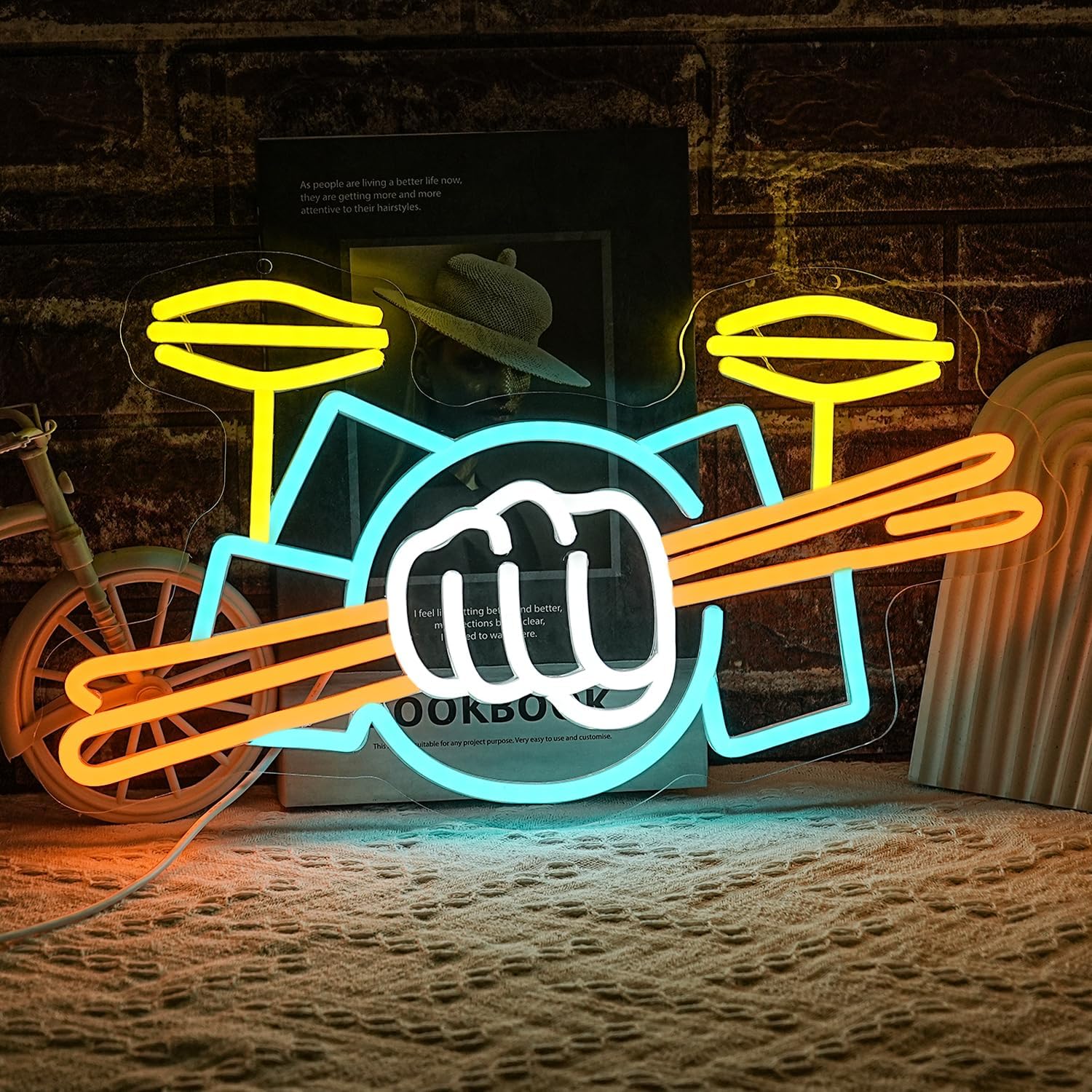 Lighting Decor Items - لافتة نيون على شكل طقم طبول