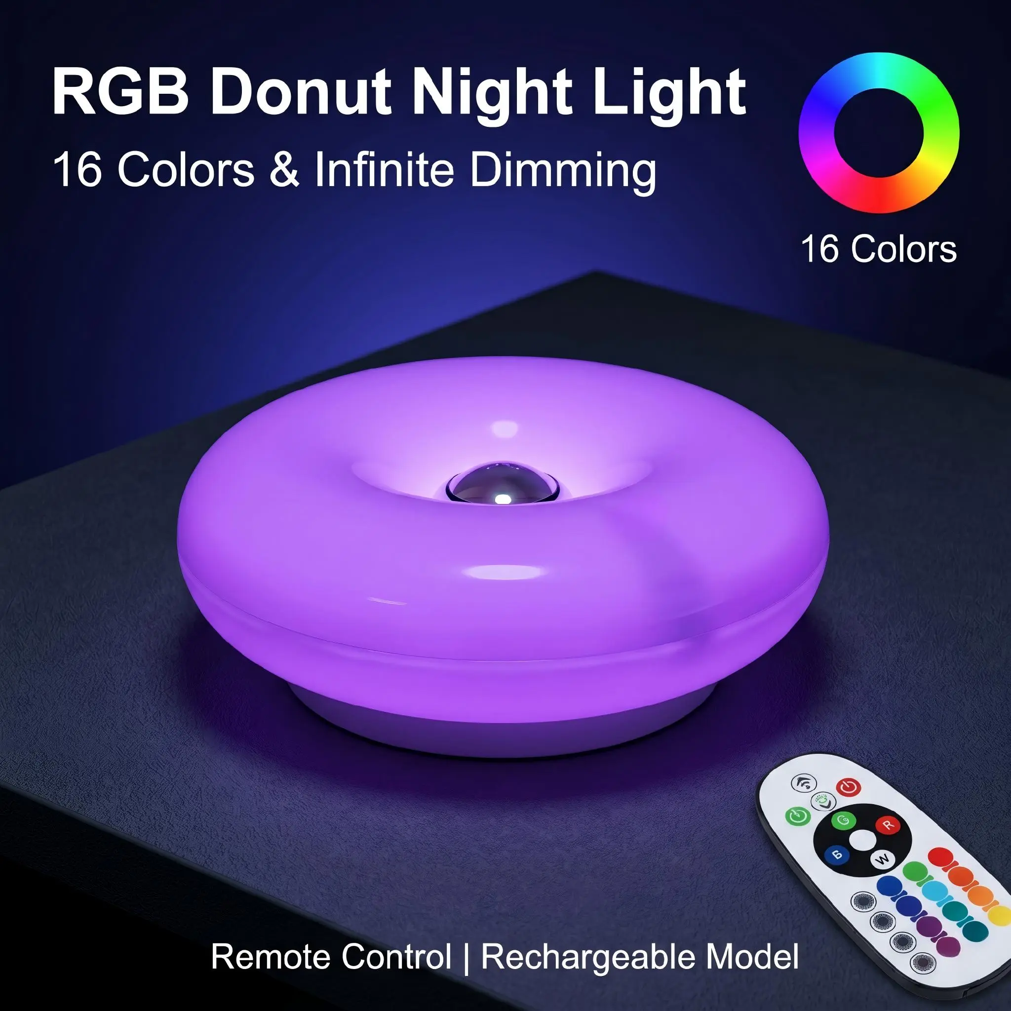 Ambient Lighting Decor For Room - مصباح دونات RGB، مصباح جانبي للسرير