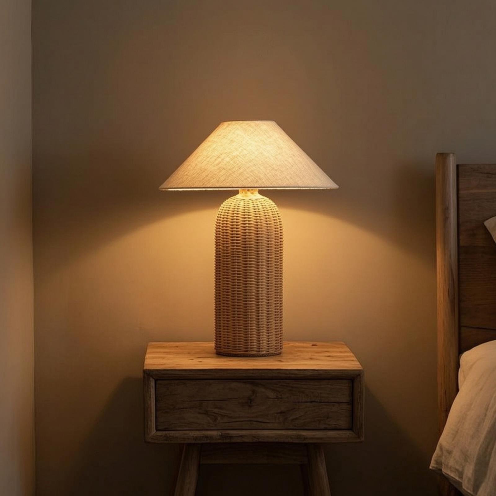 Decor Lighting Table Lamps - مصباح طاولة جانبي بقاعدة من الروطان
